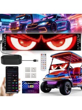 Voice-Controlled Golf Cart LED Devil Eyes Light - 23x5 Inch, Bright & Unique!
